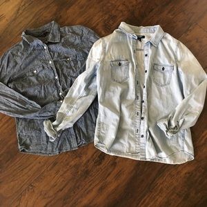 2 denim chambray tops